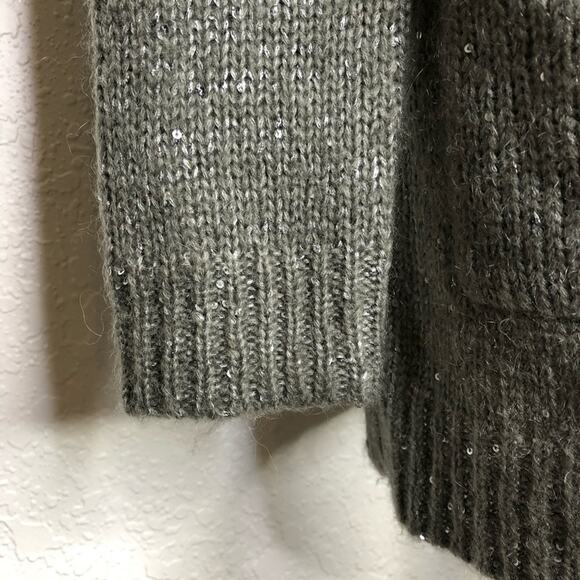 Michael Michael Kors gray sequin sparkle open mohair wool cardigan size Small - Picture 7 of 14